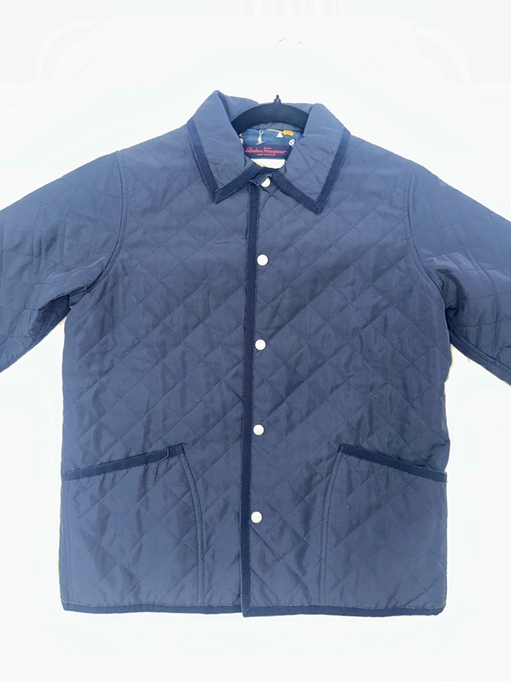 Salvatore Ferragamo Quilted Navy Lightweight Coach Jacket